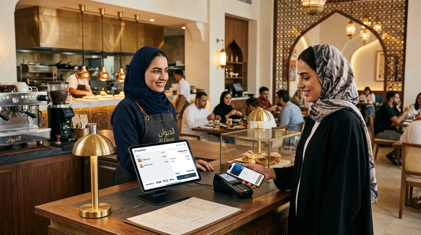 مطعم عربي حديث يعمل عبر منظومة فودتك المتكاملة